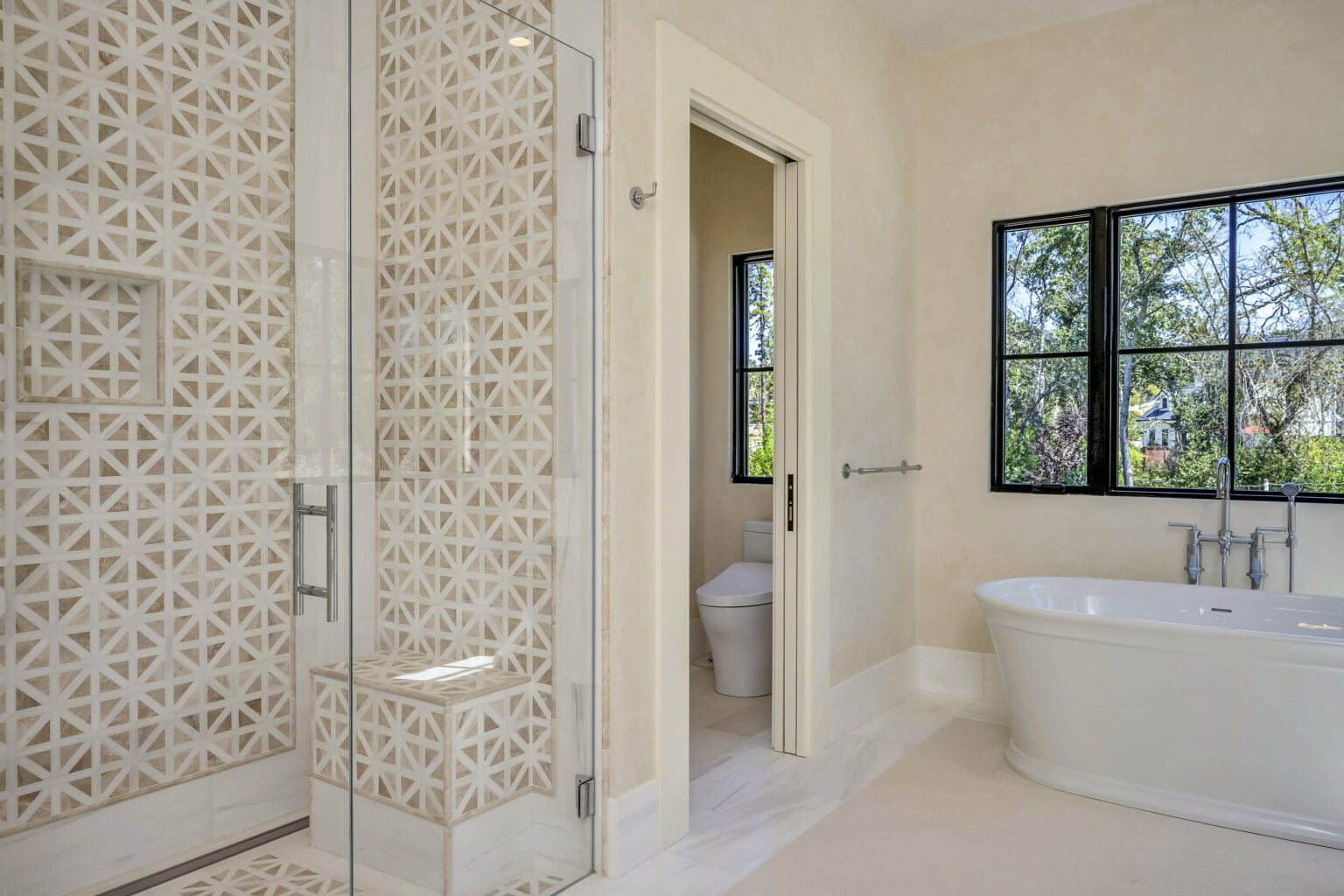 Photograph of left side of Main Bathroom in Santa Rosa Hills Custom Transition Rebuild